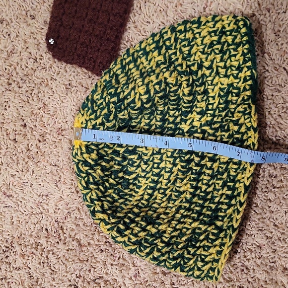 Beardo hat! Hat with beard. NWOT handmade crochet by me. Yellow green brown - Picture 12 of 14